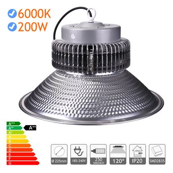 Campana Led Industrial, 20.000 Lúmenes Consumo 200w, Brillante Iluminación Comercial, Luz Blanca Fría 6000k, Para Interior Ip20