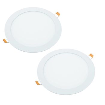 2x Downlight Led 18w Redondo, Plano De Empotrar Aro De Aluminio Blanco Mate, Luz Blanca Neutra 4200k, Hueco De 200-205mm