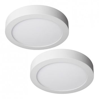 Pack 2 Downlight Led 18w 4200ºk Redondo Superficie Blanco Ø210x37 Mm