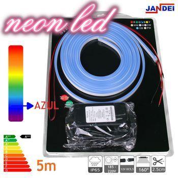 Kit Neon Led Flexible 5m Azul Decorativo 12vdc 6 * 12mm Incluye Transformador Y 1m Cable