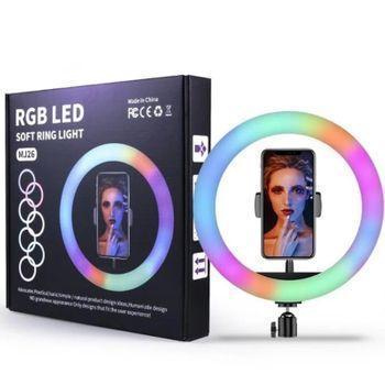 Aro Selfie Led Con Soporte, 260mm De Diámetro Regulable Rgb + Cct, 12w