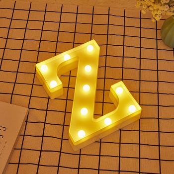 Letra Led "z" Iluminada Con Luz Blanca Cálida, Altura 22cm, Funcionamiento A Pilas 2*aa