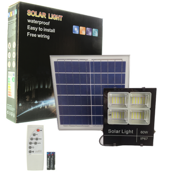 Proyector Led Solar 60w Panel Separado Batería De Litio 600 Lúmenes 120 Leds