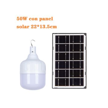 Bombilla De Led Solar Portatil 50w 6500k Lampara Solares. Perfecta Para Exteriores, Jardines, Terrazas