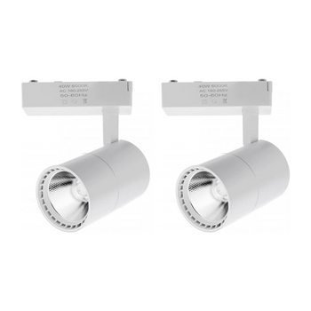 2x Foco Led Carril 40w, Luz Fria 6000k, 2700 Lúmenes, 220v 50-60hz Monofásico, Aluminio Color Blanco