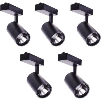 5x Foco Led Carril 40w, Luz Fria 6000k, 2700 Lúmenes, 220v 50-60hz Monofásico, Aluminio Color Negro