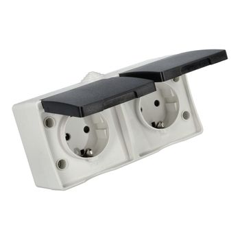 Doble Enchufe Schuko Superficie Alta Resistencia Ip54