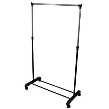 021027 Colgador De Ropa Extensible De Metal Con Ruedas 83x41x87 Max H162 Cm