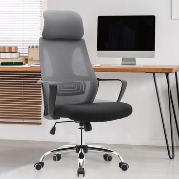 Silla De Oficina Ejecutiva Genius De Acero Transpirable Con Reposacabezas Xl | Gris