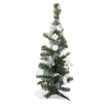 343636 Árbol De Navidad De Mesa Verde Y Gris 60h Cm Con Adornos En Ramas