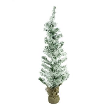 309021 Árbol De Navidad Nevado 90h Cm Con Base De Yute En Abeto Artificial