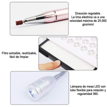 Art.101434 Máquina Fresadora De Uñas Profesional 4en1 Con Lámpara Y Herramientas