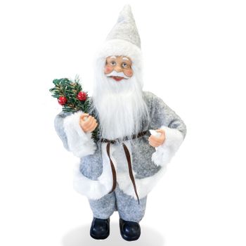 Art. 144189 Papá Noel Vestido Gris Decoración Navideña 30h Cm