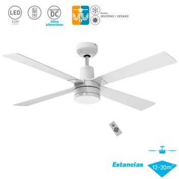 Ventilador de Techo con Luz LED y Mando a Distancia Roof W420 Blanco