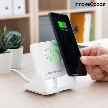 InnovaGoods - Cargador inalámbrico con soporte-organizador y Lámpara LED USB 5 en 1 DesKing