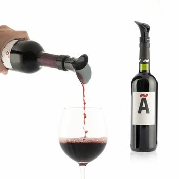 Vaciador de aire para botella vino, en acero, con 2 tapones, de WMF.