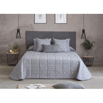 Colcha Bouti Jacquard Para Invierno Con Relleno Morella Gris Para Cama De 90 Cm