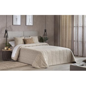 Colcha Bouti Jacquard Para Invierno Con Relleno Morella Beig Para Cama De 105 Cm