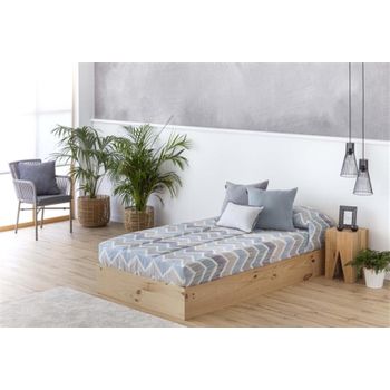 Edredón Ajustable Cenefas Azul Para Cama De 90 Cm con Ofertas en Carrefour