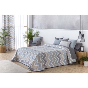 Colcha Bouti Estampada Para Invierno Con Relleno Rioja Azul Para Cama De 135 Cm