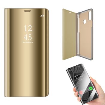 Donkeyphone - Funda Flip Cover Premium Espejo Dorada Tapa Y Estilo Wallet Con Apertura Libro Para Huawei P20 Lite -  Color Oro
