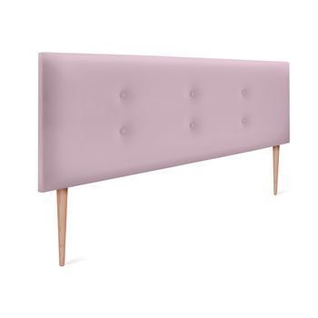 Cabecero De Polipiel Con 2 Hileras De Botones 150x105cm Con Patas Camas 150 - Rosa