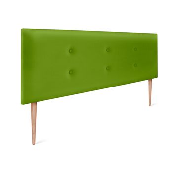 Cabecero De Polipiel Con 2 Hileras De Botones 150x105cm Con Patas Camas 150 - Verde