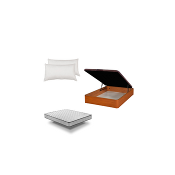 Pack Canapé De Madera Cerezo + Colchón Pro Nature + Almohada Fibra - Envío Y Montaje Incluidos - 90 X190 Cm