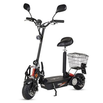 Patinete Eléctrico Ecoxtrem Spirit Plus Negro 1800w 48v-16ah Matriculable (ciclomotor) Con Cesta Trasera