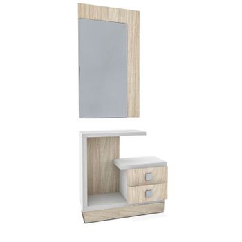 Mueble Recibidor Con Espejo De Pared Darcy. 91,5x85x37,9 Cm. Consola Con  Cajón Y Estante Inferior. con Ofertas en Carrefour