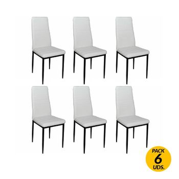 Pack De 6 Sillas Emiset Polipiel Blanco/negro