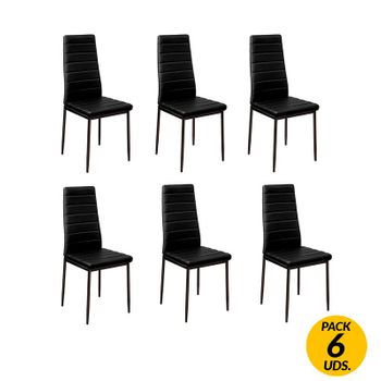 Pack De 6 Sillas Emiset Polipiel Negro