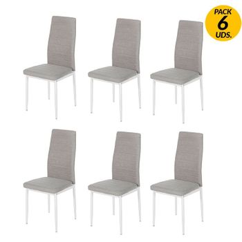 Pack 2 Sillas Comedor Cocina Salon Estilo Moderno Tela Color Gris Patas  Metal Efecto Madera 98x42x48 Cm con Ofertas en Carrefour