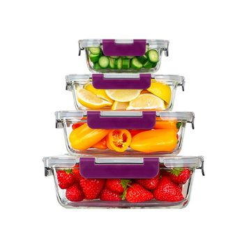 Set 4 Tupper Cristal Con Cierre Hermético Libre Bpa