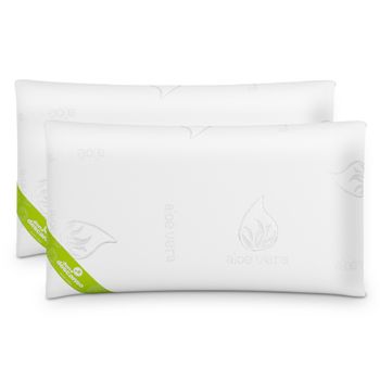 Almohada viscoelástica de Aloe Vera Antiácaros - Fabricada en Fibra hueca  Poliéster - Forma rectangular - 90 cm