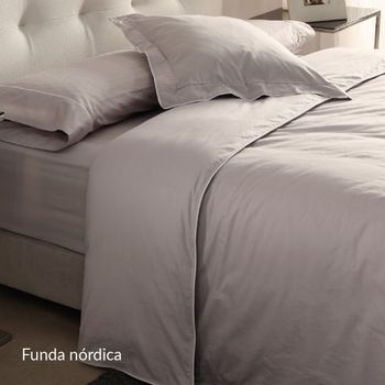 Funda De Edredón Algodón 180 Hilos Gris Don Descanso Gris  Cama 120