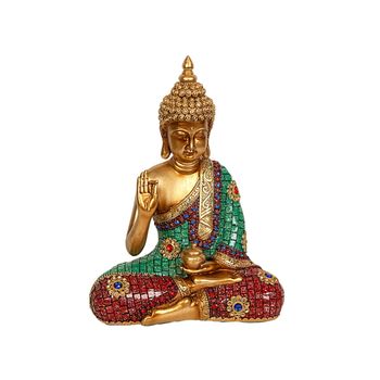 Figura Decorativa Romimex Dorado Resina Buda 22 X 29 X 10 Cm