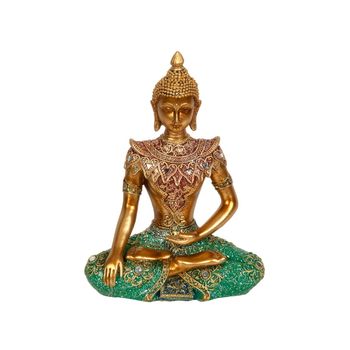 Figura Decorativa Romimex Dorado Resina Buda 16 X 22 X 8 Cm