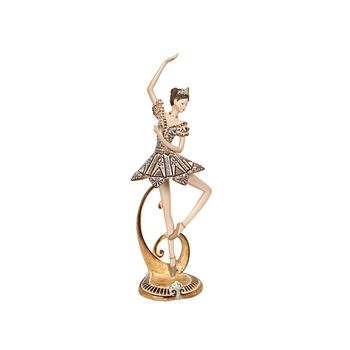 Figura Decorativa Romimex Dorado Resina Bailarina 13 X 38 X 9 Cm