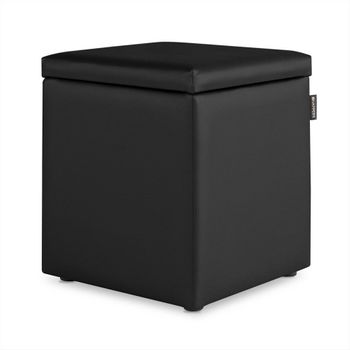 Puff Cubo Arcón Polipiel Negro Pack 2 Unidades