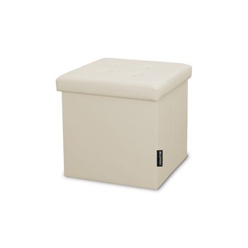 Taburete almacenaje blanco 38x38x38cm 40L plegable