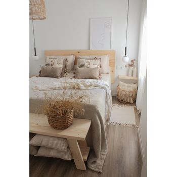 Cabecero Horizontal Recto Madera Natural Flandes 100x60cm - Cama 80/90