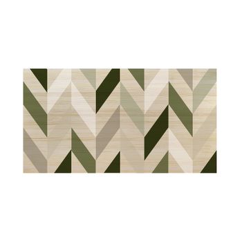 Cabecero Natural 'geométrico Zig-zag Verde' 200x80cm - Hecho A Mano