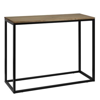 Consola Recibidor Icub 100x35x82cm Negro En Madera Maciza De Pino Acabado Vintage Estilo Industrial Box Furniture