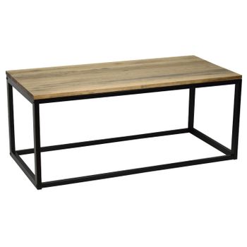 Mesa Centro Icub 100x45x40cm Negra En Madera Maciza De Pino Acabado Vintage Estilo Industrial Box Furniture