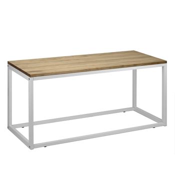 Mesa Auxiliar Icub 120x45x40cm Blanca En Madera Maciza De Pino Acabado Vintage Estilo Industrial Box Furniture