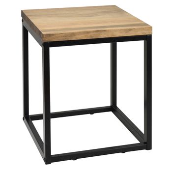 Mesa Auxiliar Icub Big Wood 40x40x48cm Negra En Madera Maciza De Pino Acabado Vintage Estilo Industrial Box Furniture