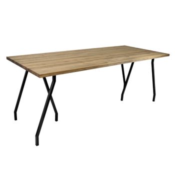 Mesa Caballete 160x80x75cm Negra En Madera Maciza De Pino Acabado Vintage Estilo Industrial Box Furniture