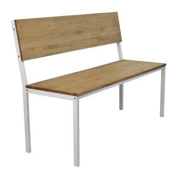 Banco Icub Con Respaldo 50x100x86cm Blanco En Madera Maciza De Pino Acabado Vintage Estilo Industrial Box Furniture