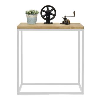 Recibidor Icub Big Wood 70x35x80cm Blanco En Madera Maciza De Pino Acabado Vintage Estilo Industrial Box Furniture